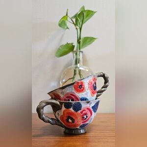 Set of 2 Anthropologie Floral Teacupa